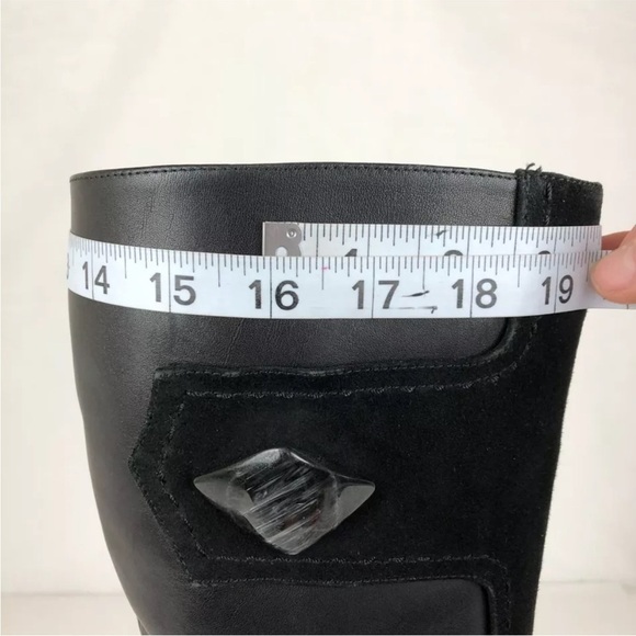 Aerosoles Comfort Button Black Leather Square Toe High Heel Side Zip Boots 8.5 - Picture 12 of 13